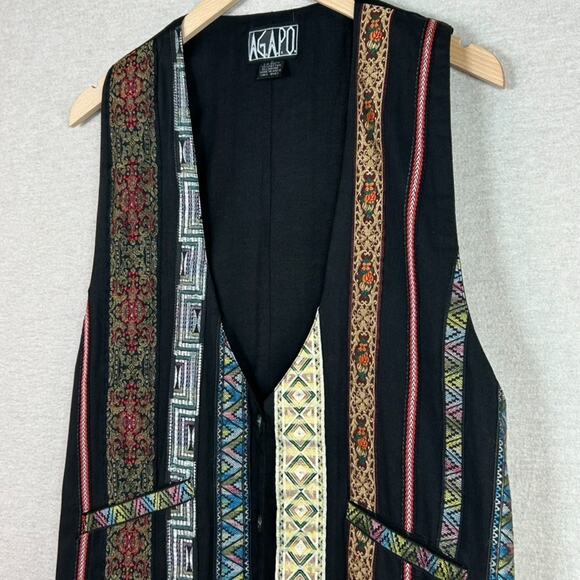 Vintage Agapo Womens Boho Vest Size S Western 90s Aztec Button Causal Abstract - Picture 2 of 9